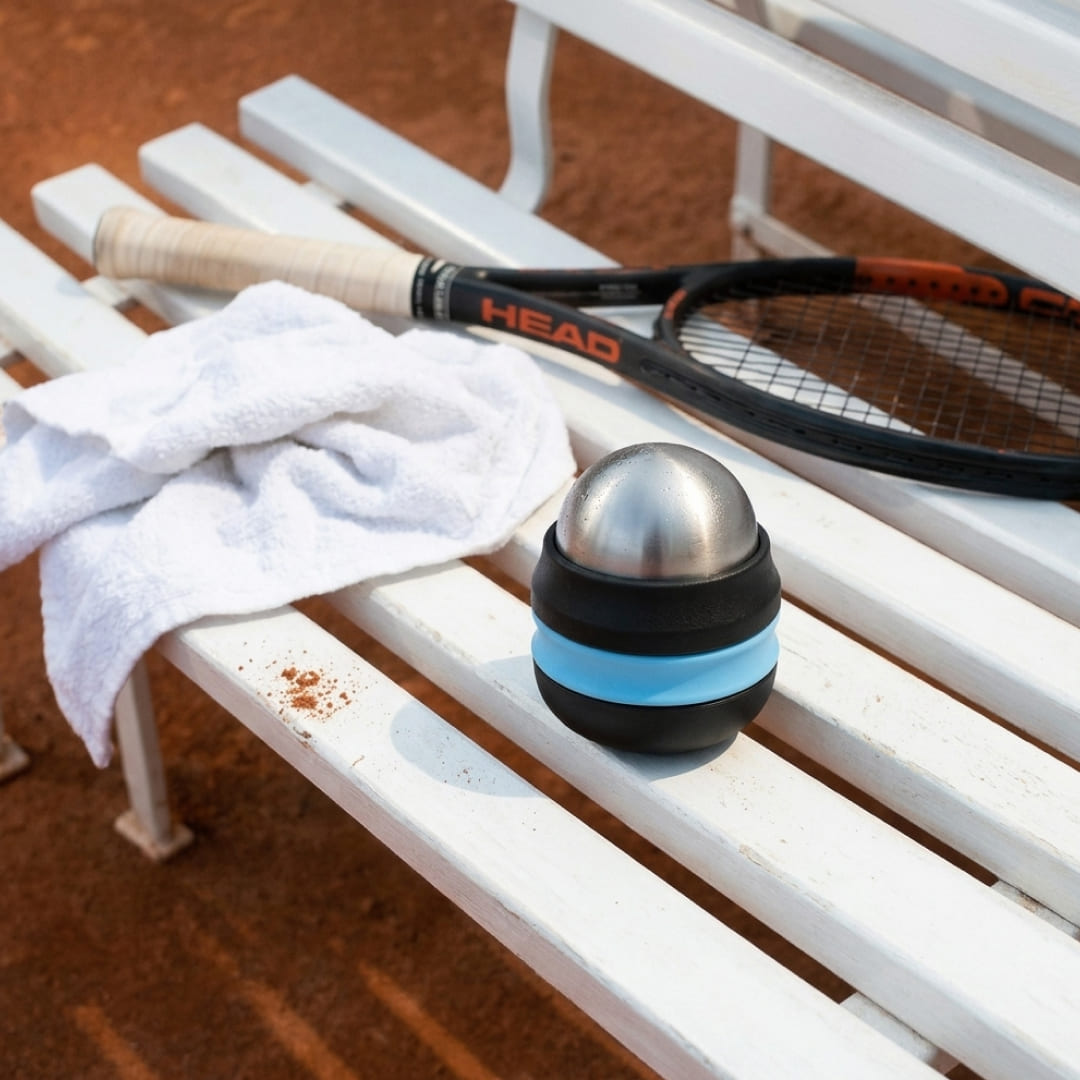 Swng Ice Roller Ball on a bench
