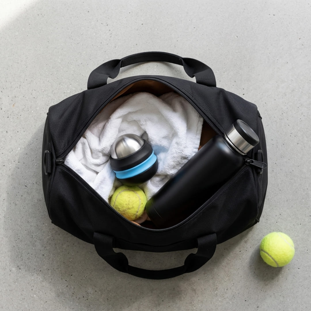 Swng Ice Roller Ball in a tennis bag
