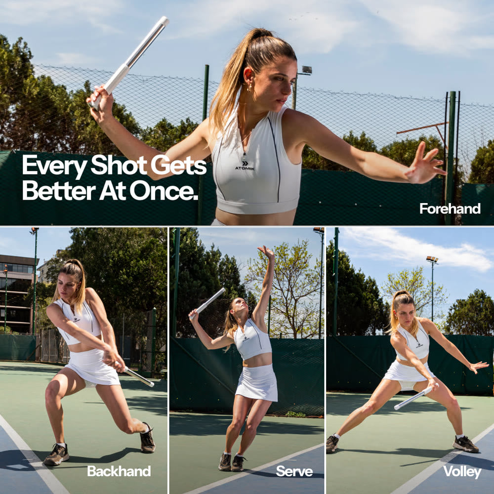 Forehand, backhand, serve and volley